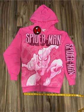 Women’s Sizing Pink Spiderman Full Zip Up Hoodie Size XS